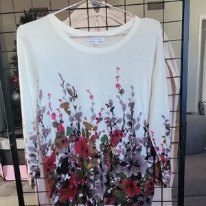 Emily Daniels Floral Women's Top - Cream and Red Size PXL